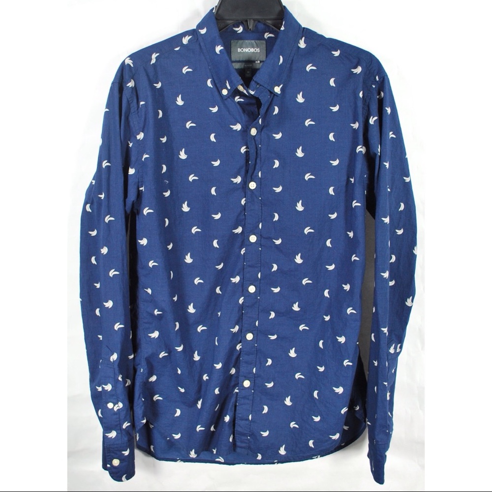 Bonobos Dark Blue Bananas Button Front Shirt
